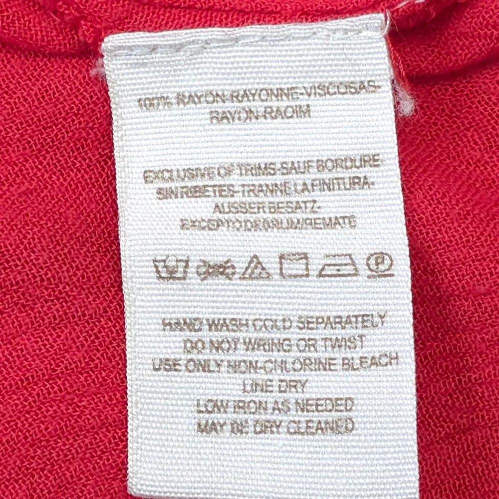 Free People Red Embroidered Boho Tunic Dress Mini Bell Sleeve S Babydoll Chic